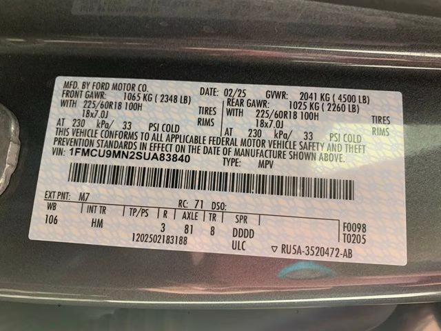 2025 Carbonized Gray Metallic Ford Escape ST-Line AWD SUV