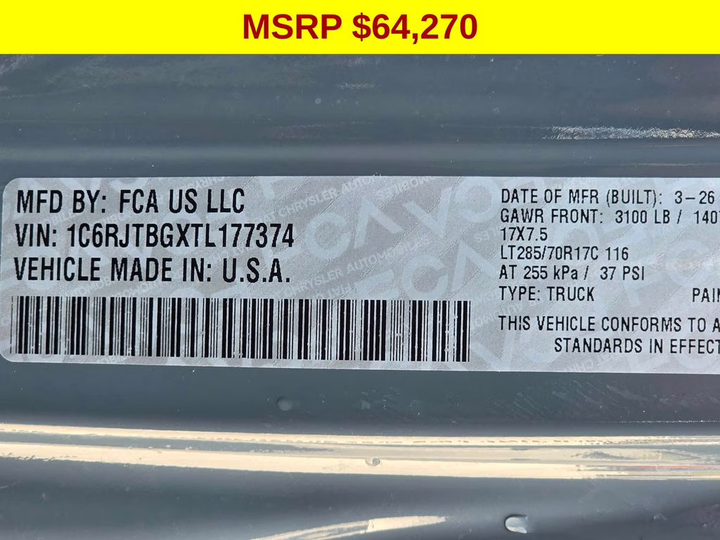 2026 Anvil Clearcoat Jeep Gladiator Rubicon 4X4 Truck