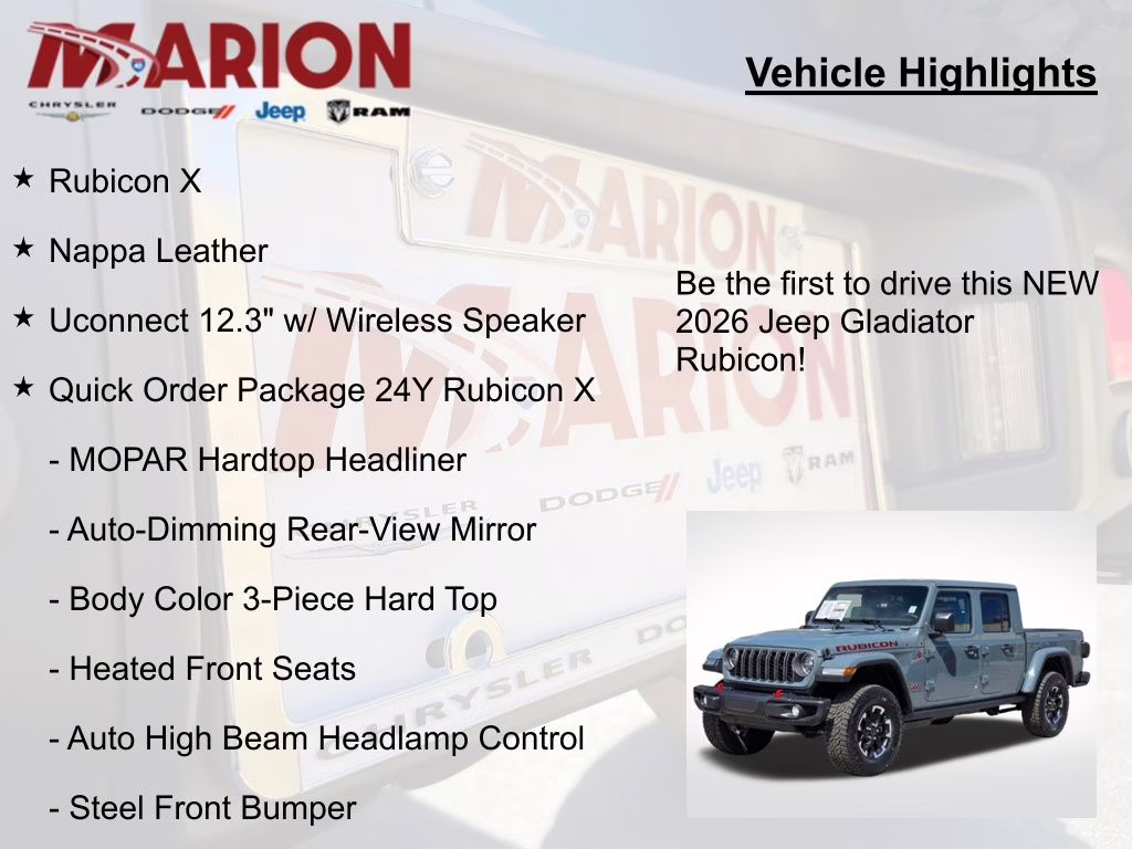 2026 Anvil Clearcoat Jeep Gladiator Rubicon 4X4 Truck
