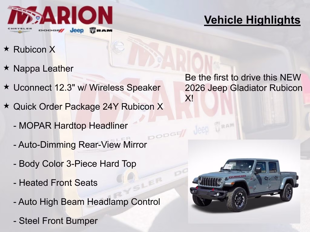 2026 Anvil Clearcoat Jeep Gladiator Rubicon X 4X4 Truck