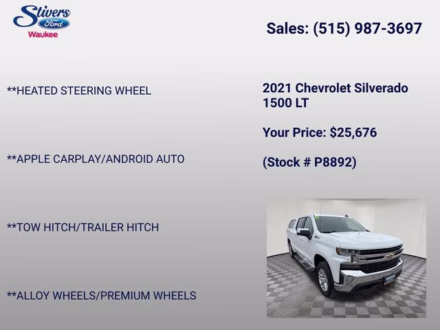 2021 Summit White Chevrolet Silverado 1500 LT 4X4 Truck