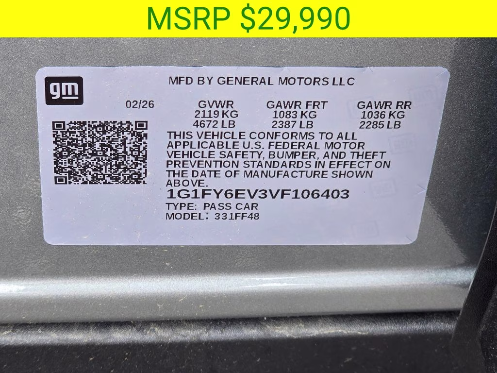 2027 Sterling Gray Metallic Chevrolet Bolt EV LT FWD SUV