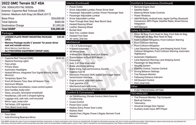 2022 Cayenne Red Tintcoat GMC Terrain SLT AWD SUV