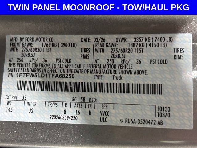 2026 Iconic Silver Metallic Ford F-150 Lariat Chrome 4X4 Truck