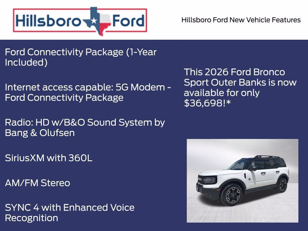 2026 Oxford White Ford Bronco Sport Outer Banks 4X4 SUV