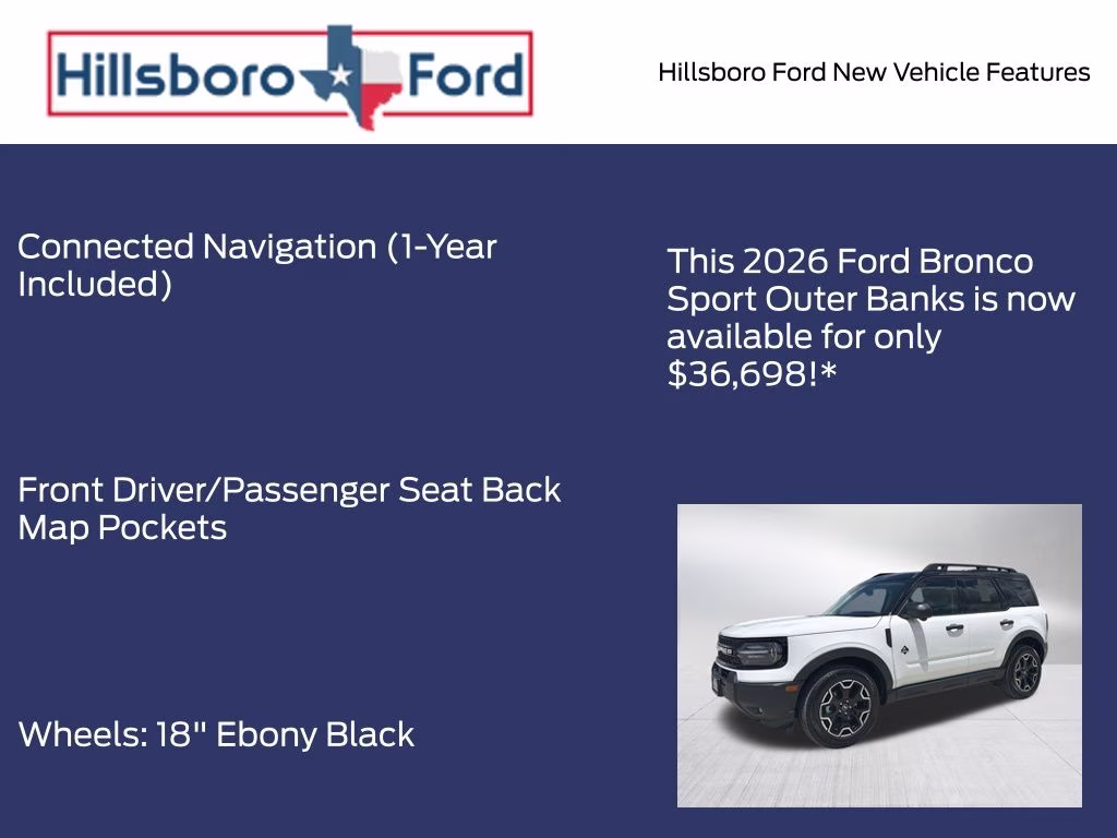 2026 Oxford White Ford Bronco Sport Outer Banks 4X4 SUV