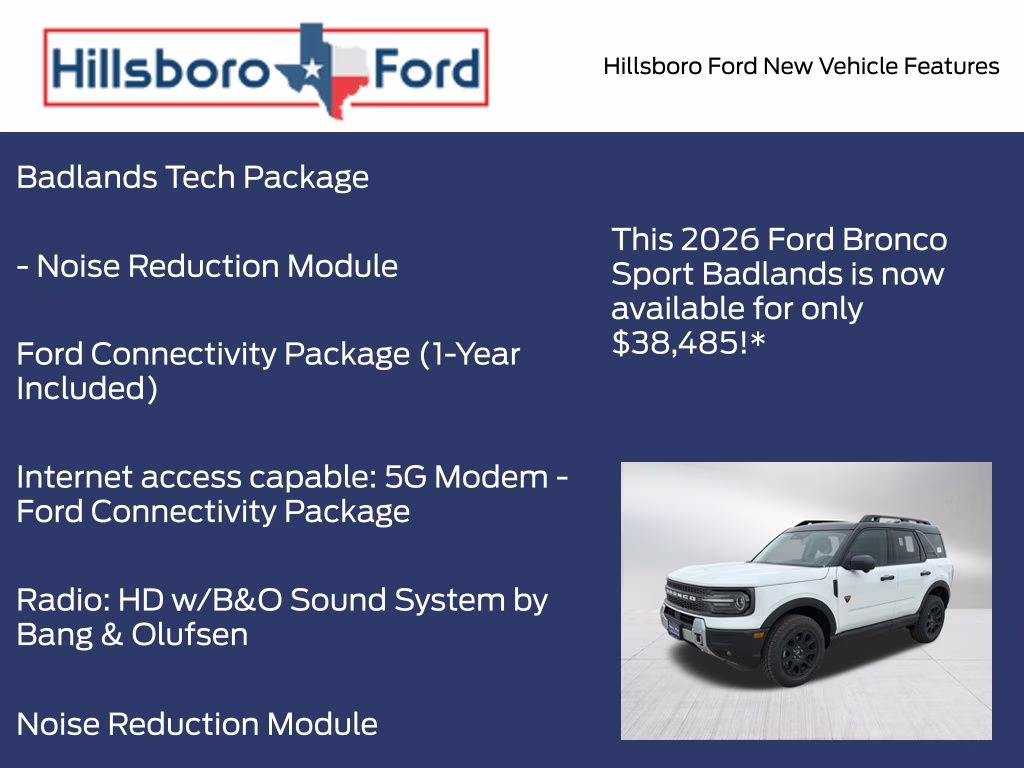 2026 Oxford White Ford Bronco Sport Badlands 4X4 SUV