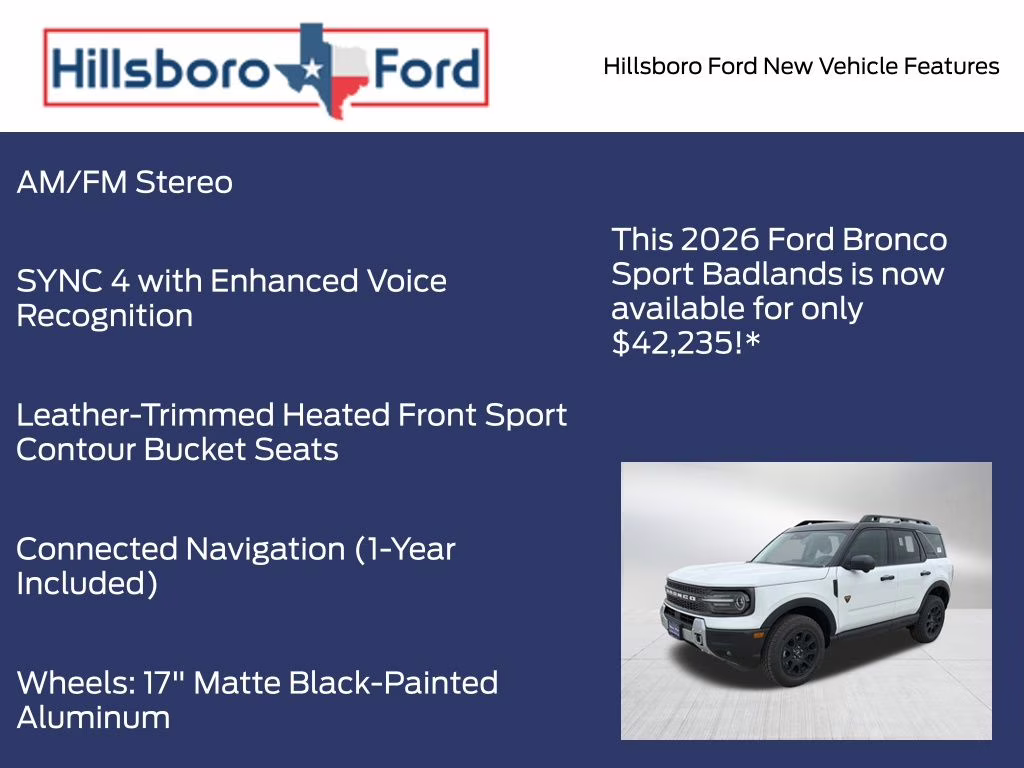 2026 Oxford White Ford Bronco Sport Badlands 4X4 SUV