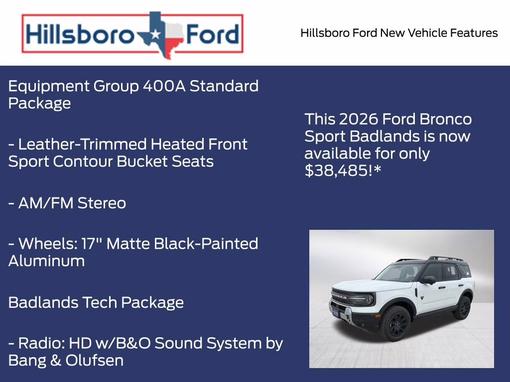2026 Oxford White Ford Bronco Sport Badlands 4X4 SUV