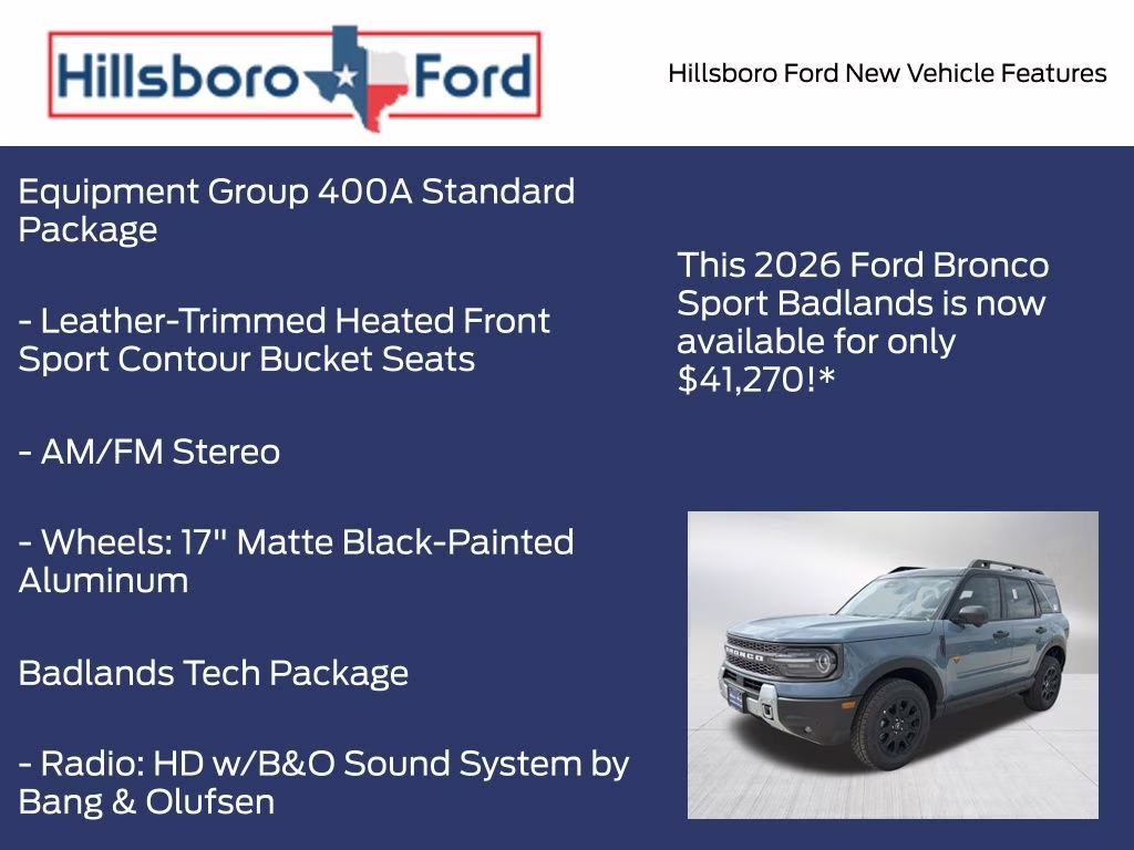 2026 Azure Gray Metallic Tri-Coat Ford Bronco Sport Badlands 4X4 SUV