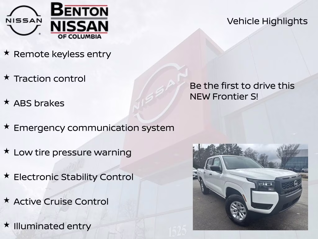 2026 Glacier White Nissan Frontier S 4X4 Truck