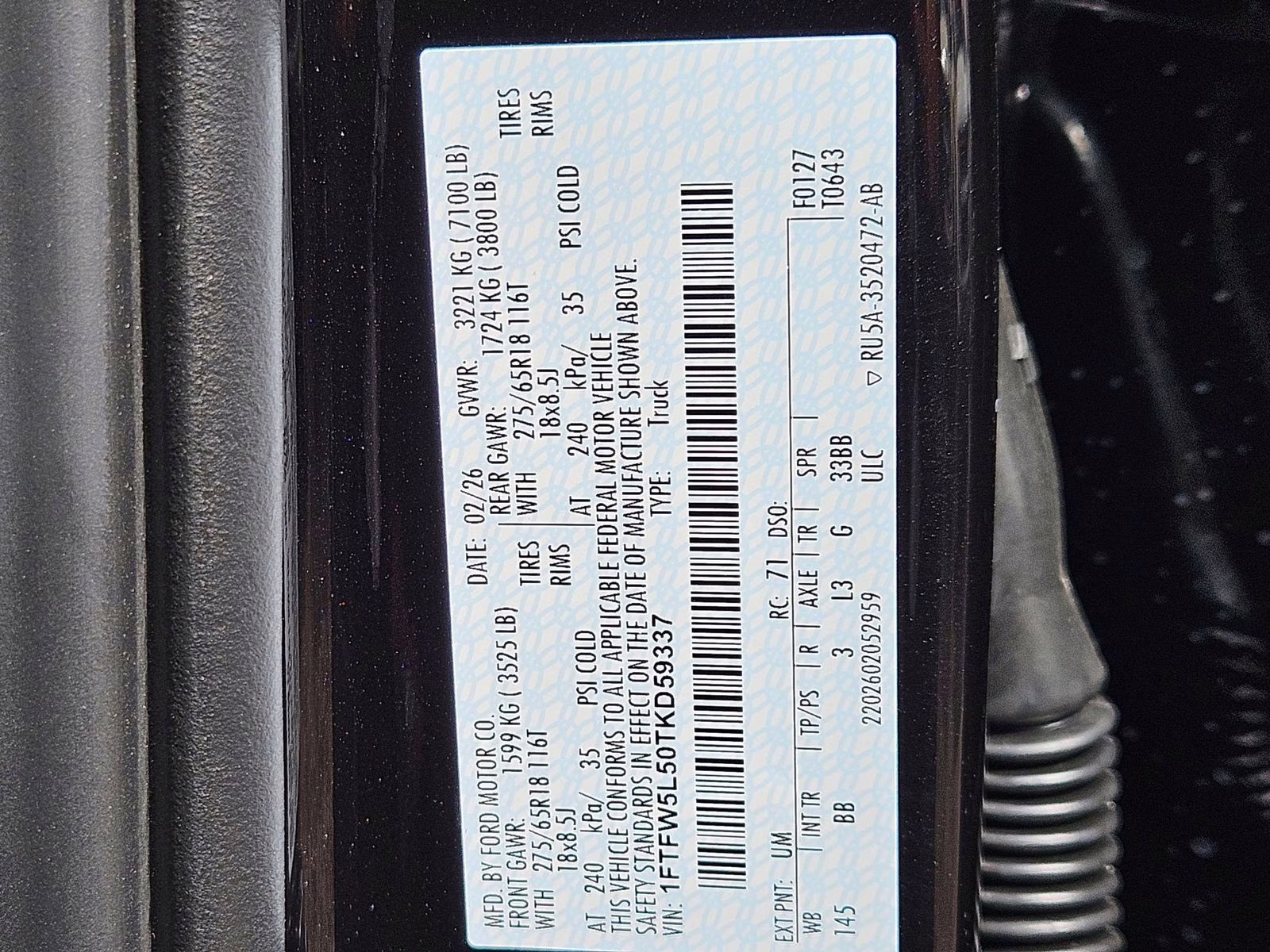 2026 Black Metallic Ford F-150 Lariat 4X4 Truck