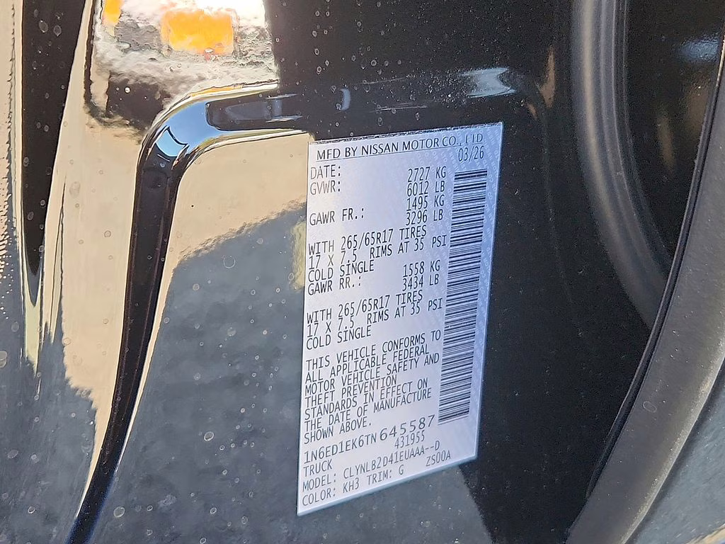 2026 Super Black Nissan Frontier SV 4X4 Truck