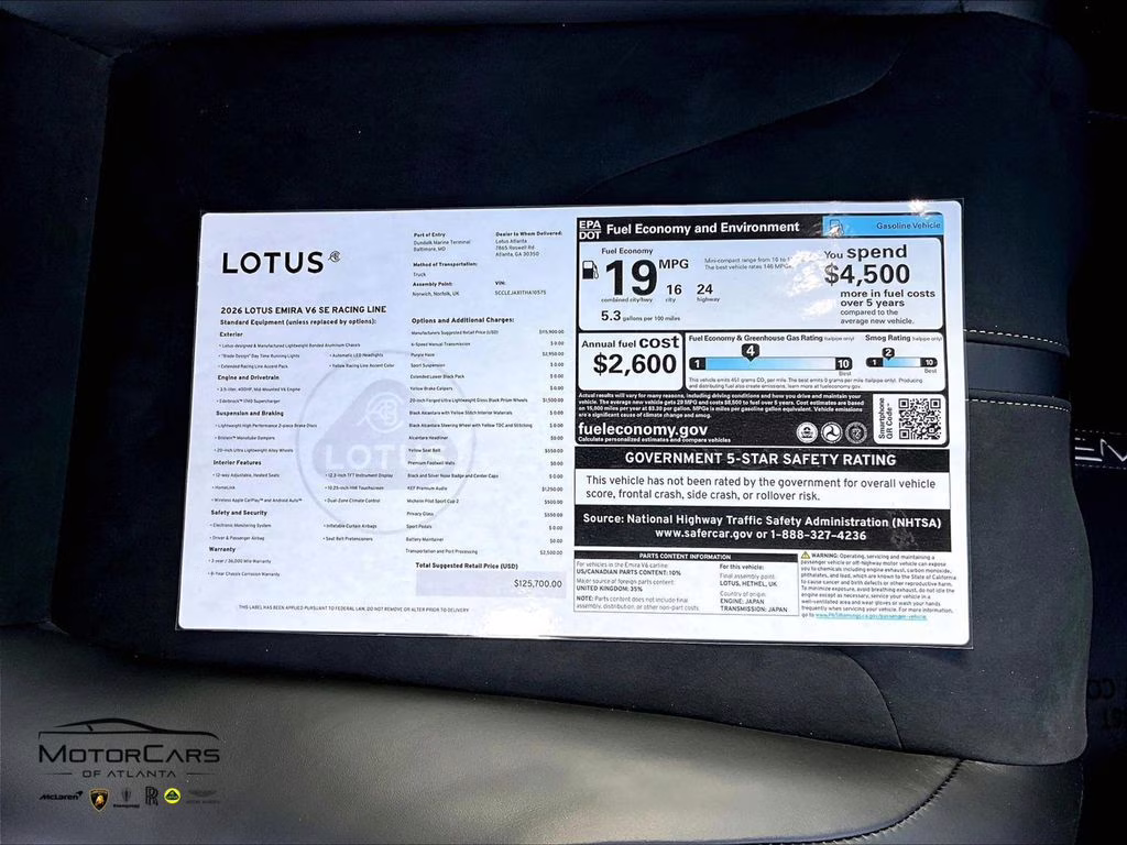 2026 Purple Haze Lotus Emira V6 SE Racing Line RWD Coupe