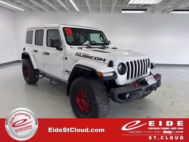 2021 Bright White Clearcoat Jeep Wrangler Unlimited Rubicon 4X4 SUV