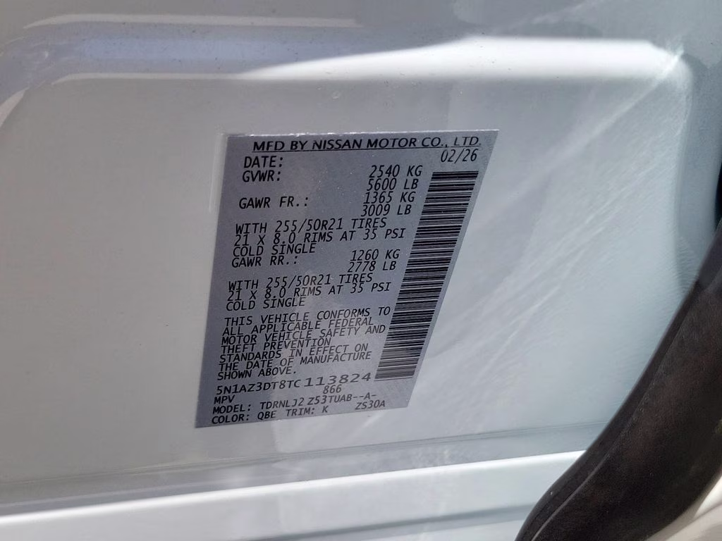 2026 Everest White Pearl Tricoat Nissan Murano Platinum AWD SUV