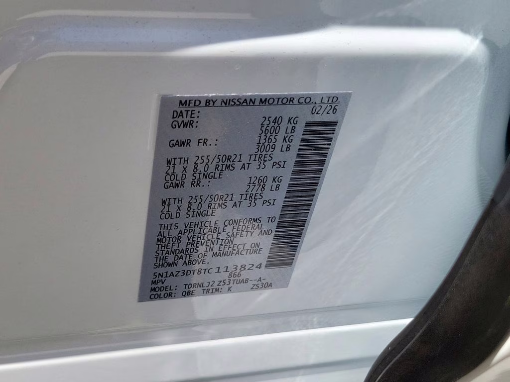 2026 Everest White Pearl Tricoat Nissan Murano Platinum AWD SUV