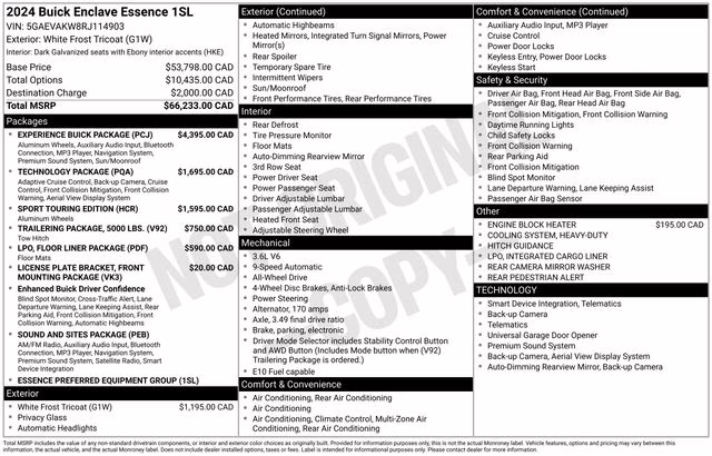 2024 White Frost Tricoat Buick Enclave Essence AWD SUV