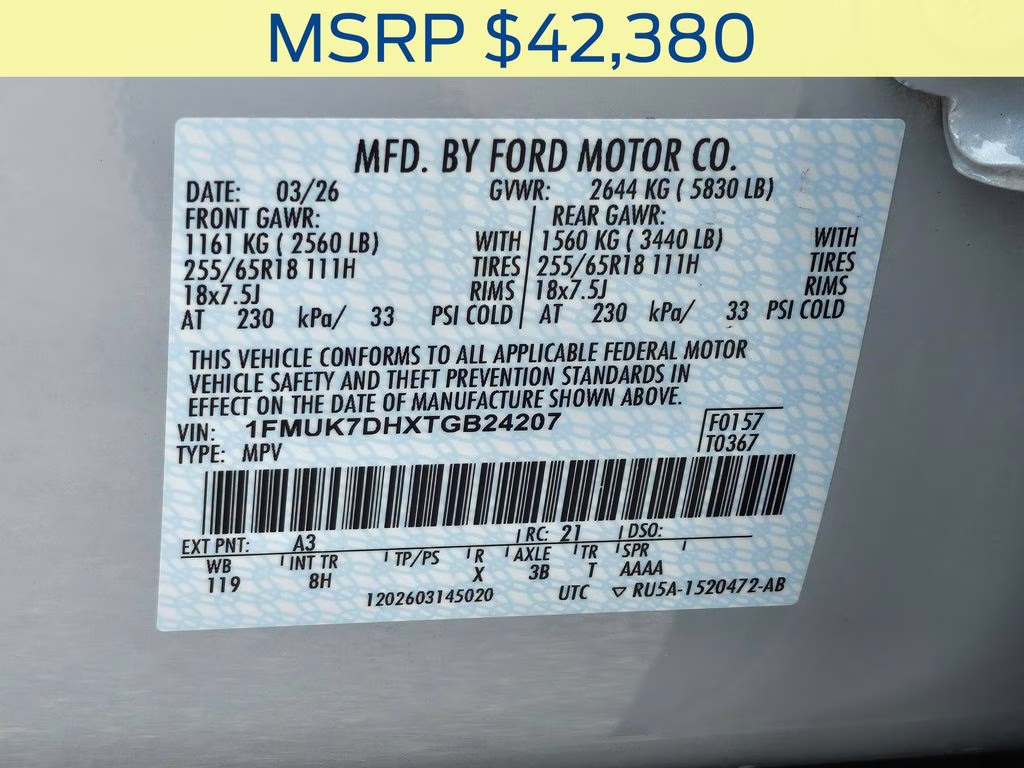 2026 Space White Metallic Ford Explorer Active RWD SUV