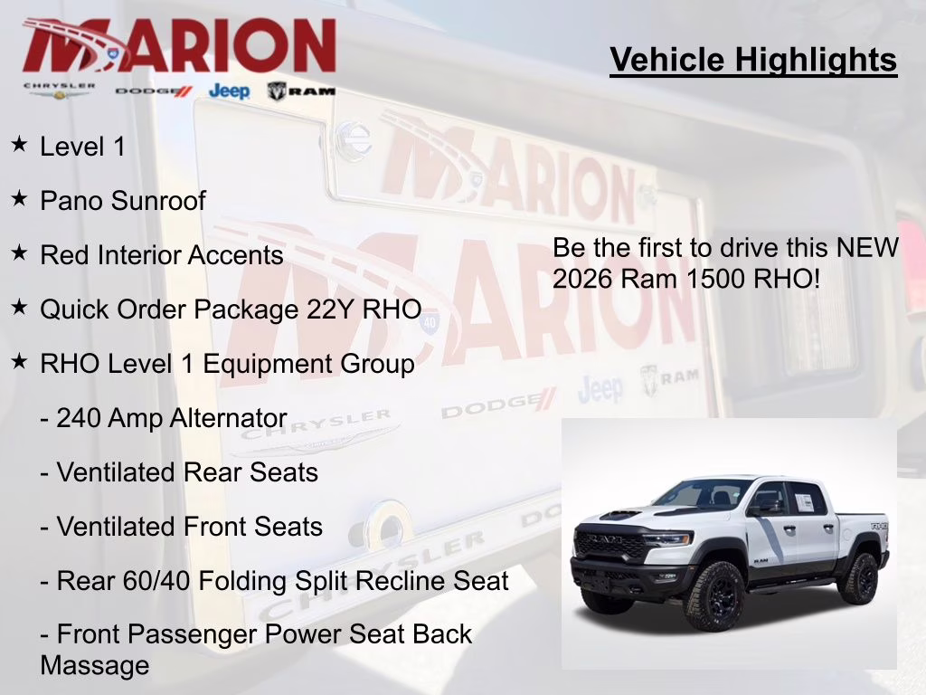 2026 Bright White Clearcoat Ram 1500 RHO 4X4 Truck