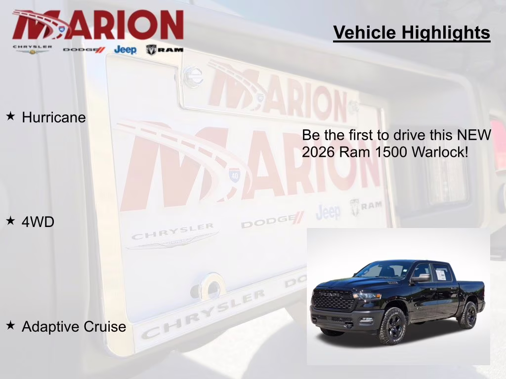 2026 Diamond Black Crystal Pearlcoat Ram 1500 Warlock 4X4 Truck