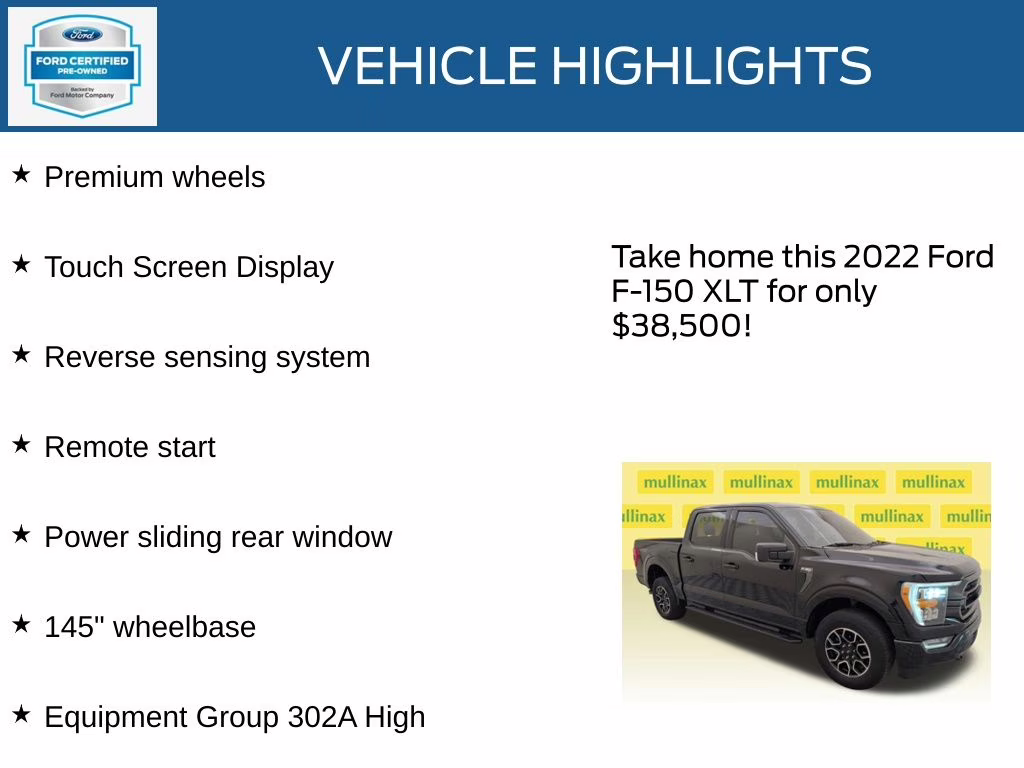 2022 Black Metallic Ford F-150 XLT 4X4 Truck