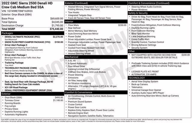 2022 Onyx Black GMC Sierra 2500HD Denali 4X4 Truck