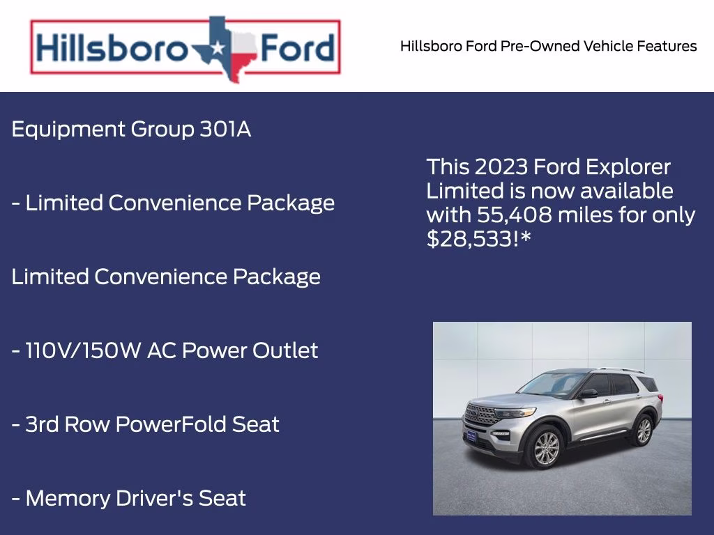 2023 Iconic Silver Metallic Ford Explorer Limited 4X4 SUV
