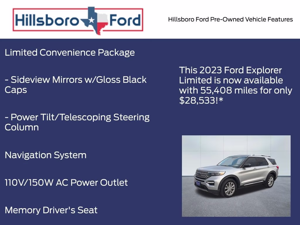 2023 Iconic Silver Metallic Ford Explorer Limited 4X4 SUV