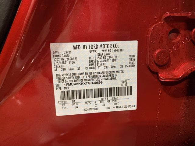 2026 Rapid Red Metallic Tinted Clearcoat Ford Explorer ST-Line 4X4 SUV