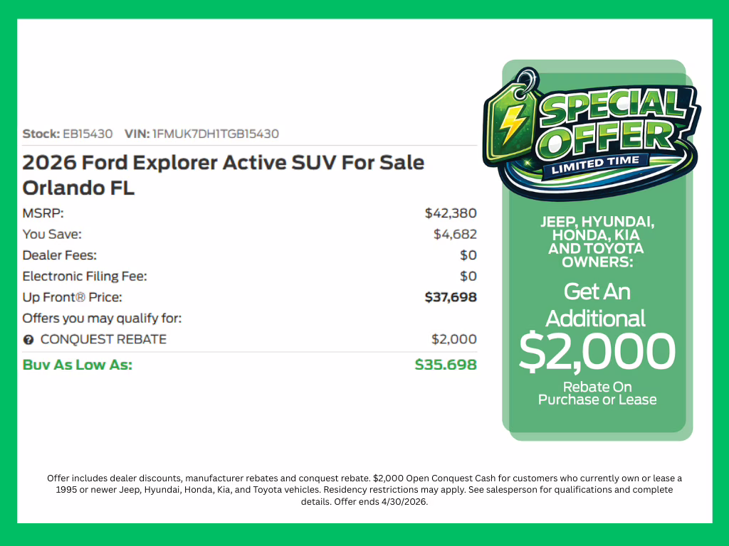 2026 Space White Metallic Ford Explorer Active RWD SUV