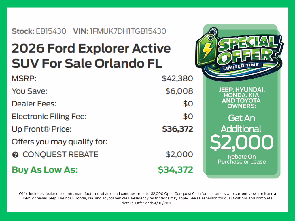 2026 Space White Metallic Ford Explorer Active RWD SUV