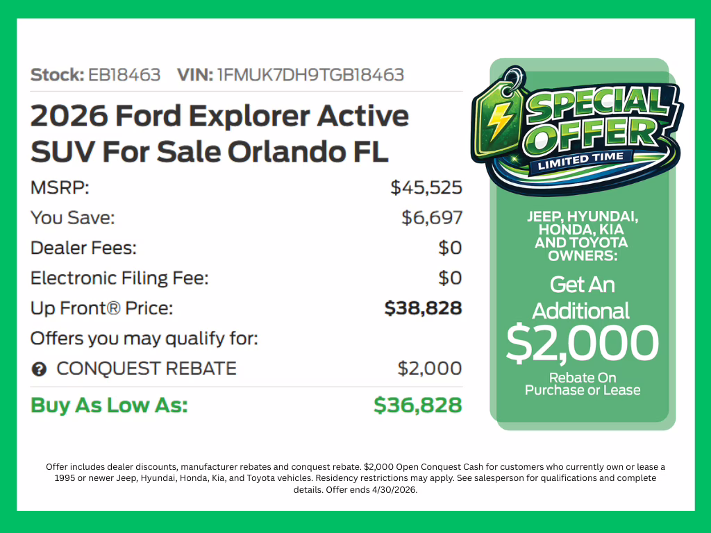 2026 Agate Black Metallic Ford Explorer Active RWD SUV