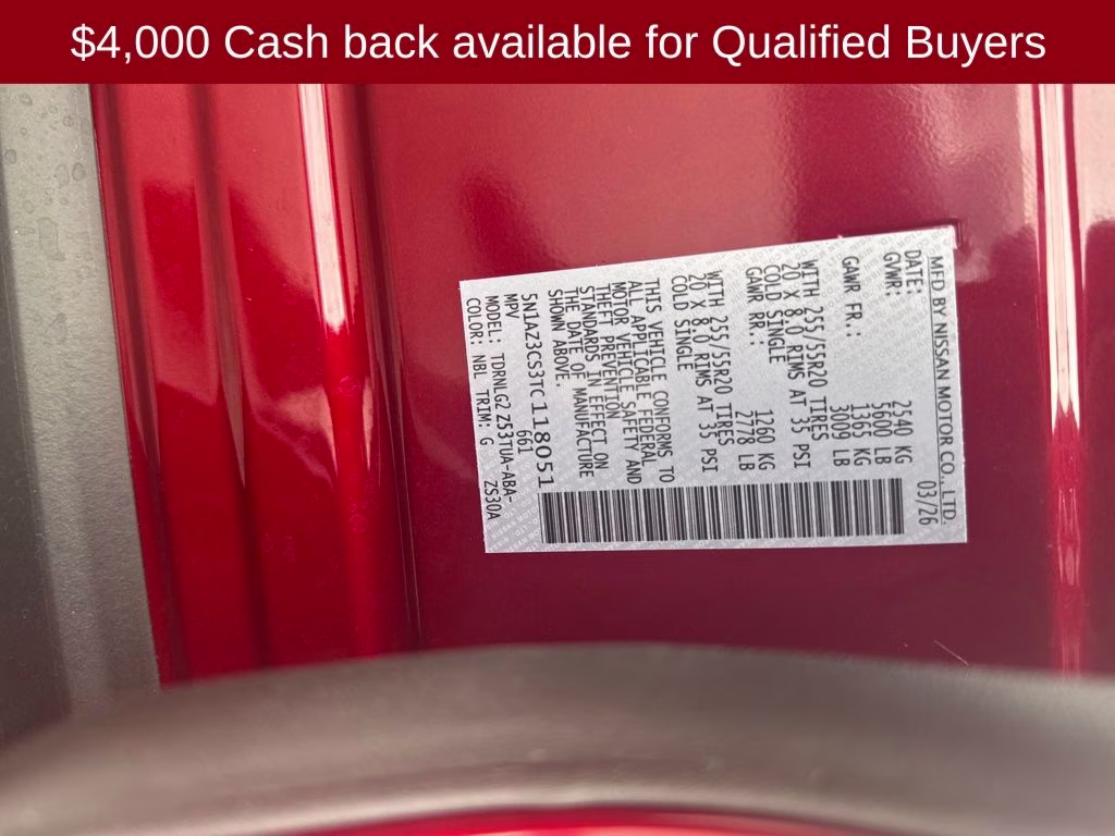 2026 Scarlet Ember Tintcoat Nissan Murano SL AWD SUV