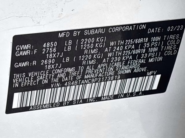 2023 Crystal White Pearl Subaru Outback Limited AWD SUV