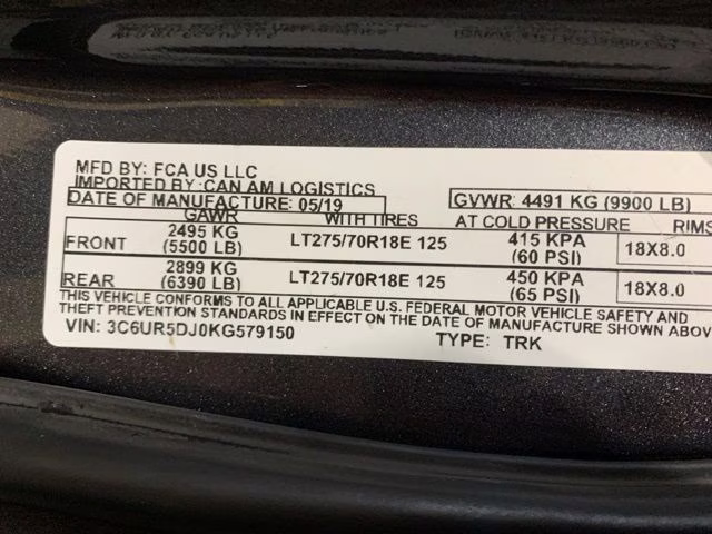 2019 Granite Crystal Metallic Clearcoat Ram 2500 Big Horn 4X4 Truck