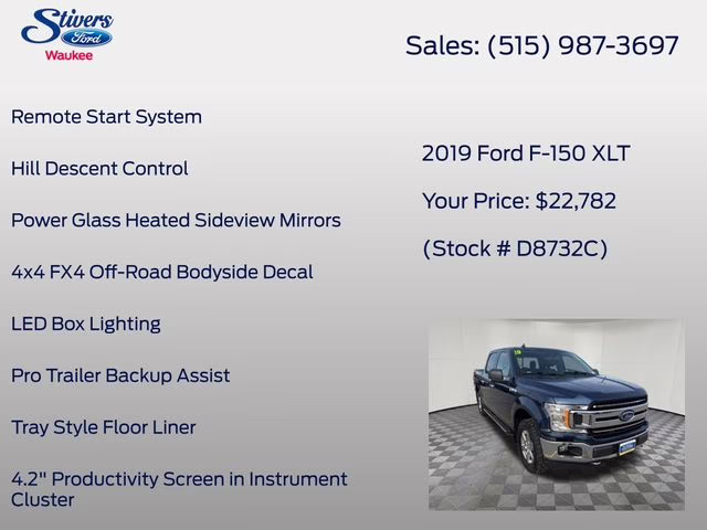 2019 Blue Ford F-150 XLT 4X4 Truck