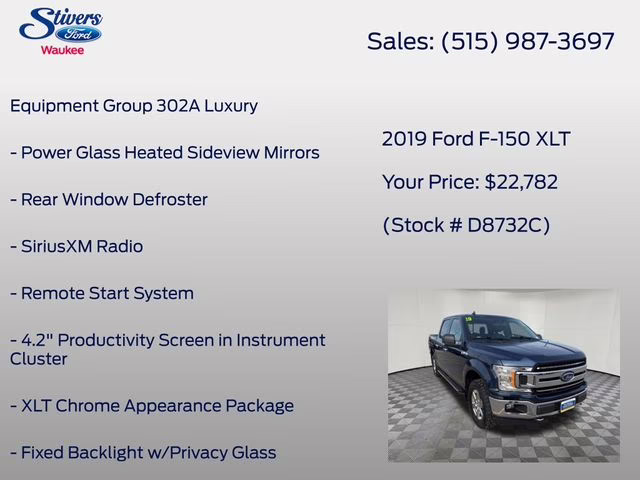 2019 Blue Ford F-150 XLT 4X4 Truck