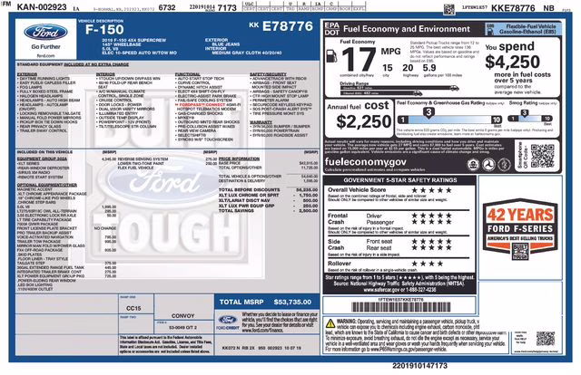 2019 Blue Ford F-150 XLT 4X4 Truck