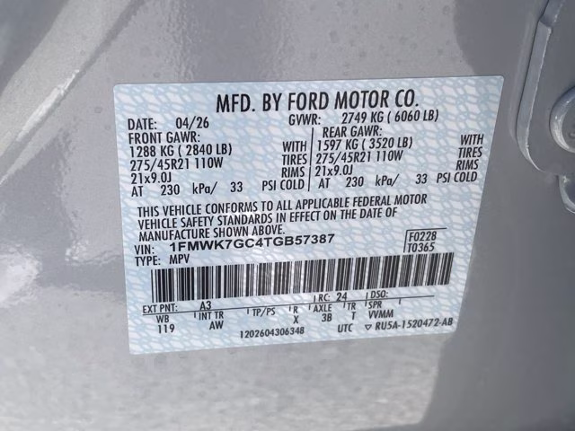 2026 Space White Metallic Ford Explorer ST RWD SUV