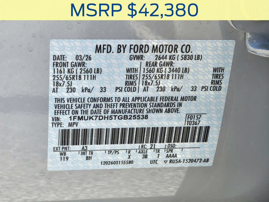 2026 Space White Metallic Ford Explorer Active RWD SUV