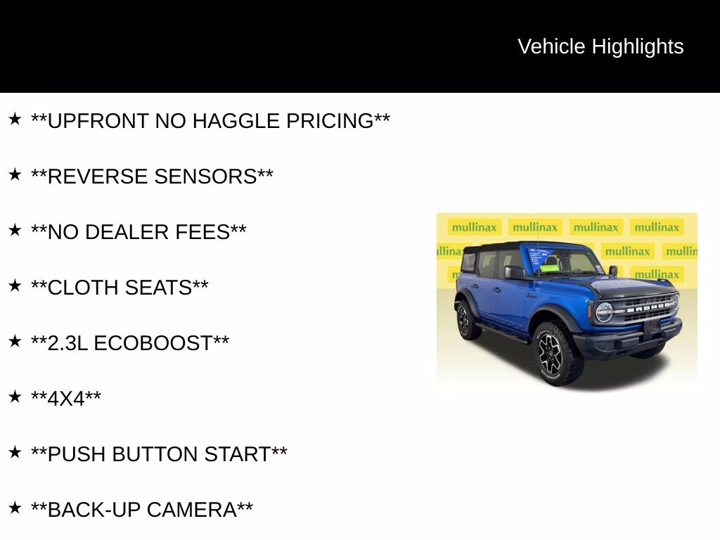 2022 Blue Metallic Ford Bronco Base 4X4 SUV