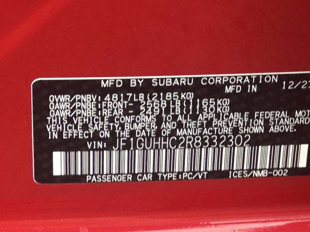 2024 Pure Red Subaru Impreza 2.5RS AWD Hatchback