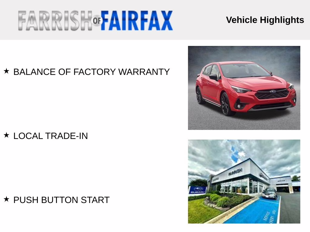 2024 Pure Red Subaru Impreza 2.5RS AWD Hatchback