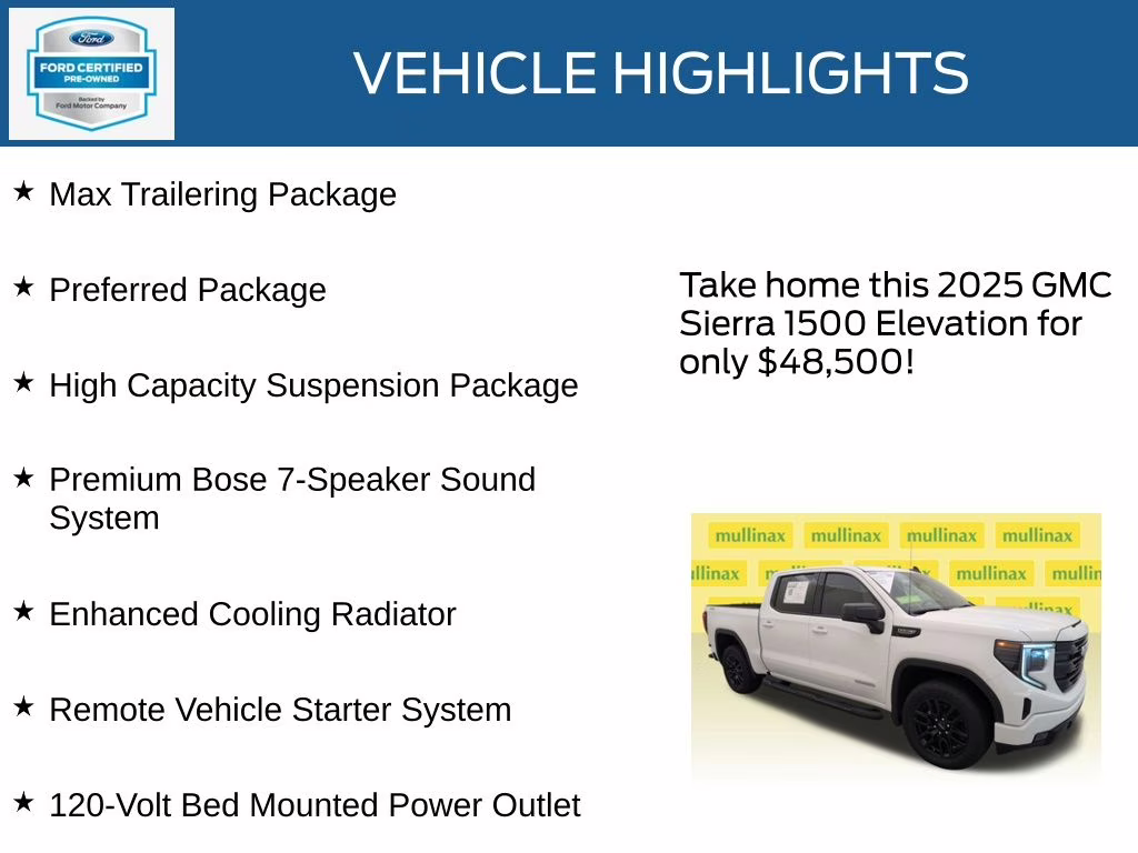 2025 Summit White GMC Sierra 1500 Elevation 4X4 Truck