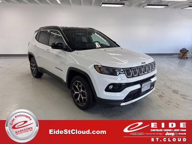 2025 Bright White Clearcoat Jeep Compass Limited 4X4 SUV