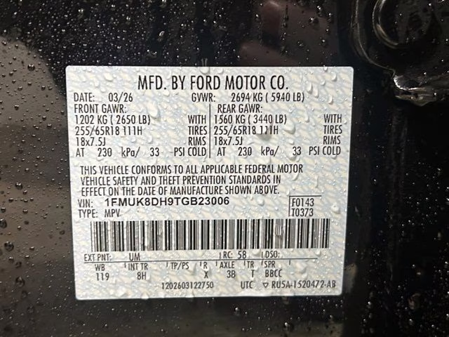 2026 Agate Black Metallic Ford Explorer Active 4X4 SUV