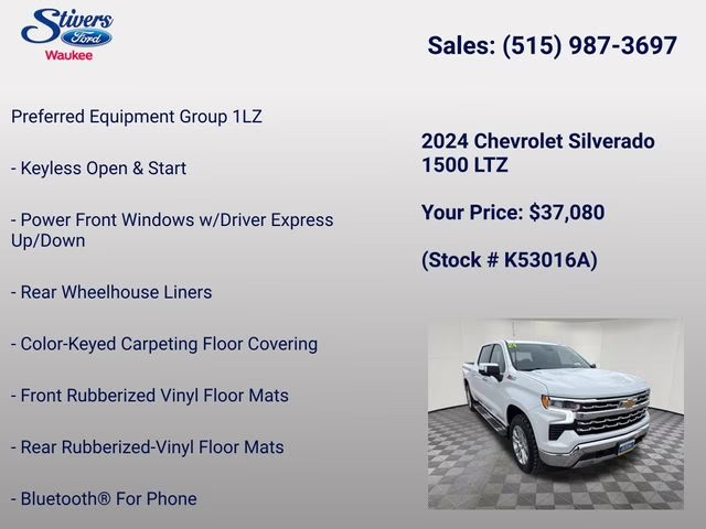 2024 Summit White Chevrolet Silverado 1500 LTZ 4X4 Truck