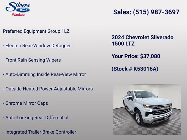 2024 Summit White Chevrolet Silverado 1500 LTZ 4X4 Truck
