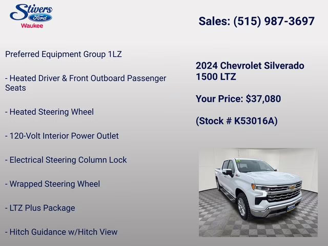 2024 Summit White Chevrolet Silverado 1500 LTZ 4X4 Truck
